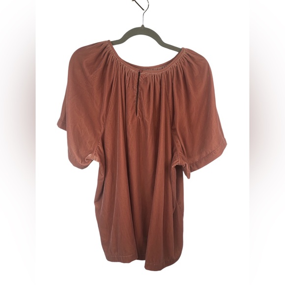 Old Navy Velour Back Button Peasant Top Butterfly Sleeve Blush - Picture 2 of 7